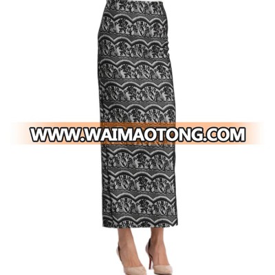 2019 Latest Women High Waist Zipper Half Tight Maxi Lace Skirt