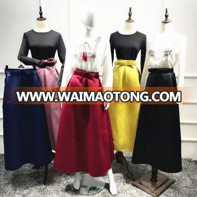 Fashion shine polyester long skirts for women