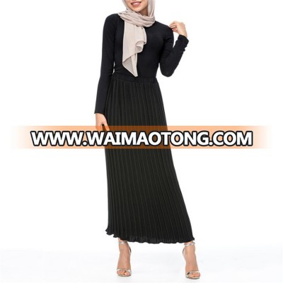 New Arrival Fashion 2019 Elegant Women  Full Lining Skirt Chiffon Pleated Long Maxi Skirt