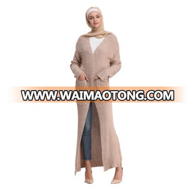 2018 new  winter   muslim  knit  dress with pearl