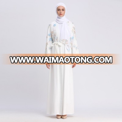 Fashion design embroidery abaya front open kimono dress